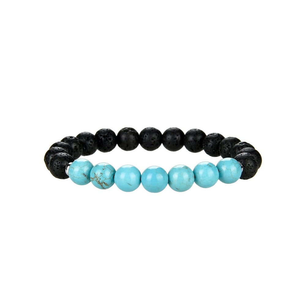 Turquoise and Lava Bead Stretch Bracelet