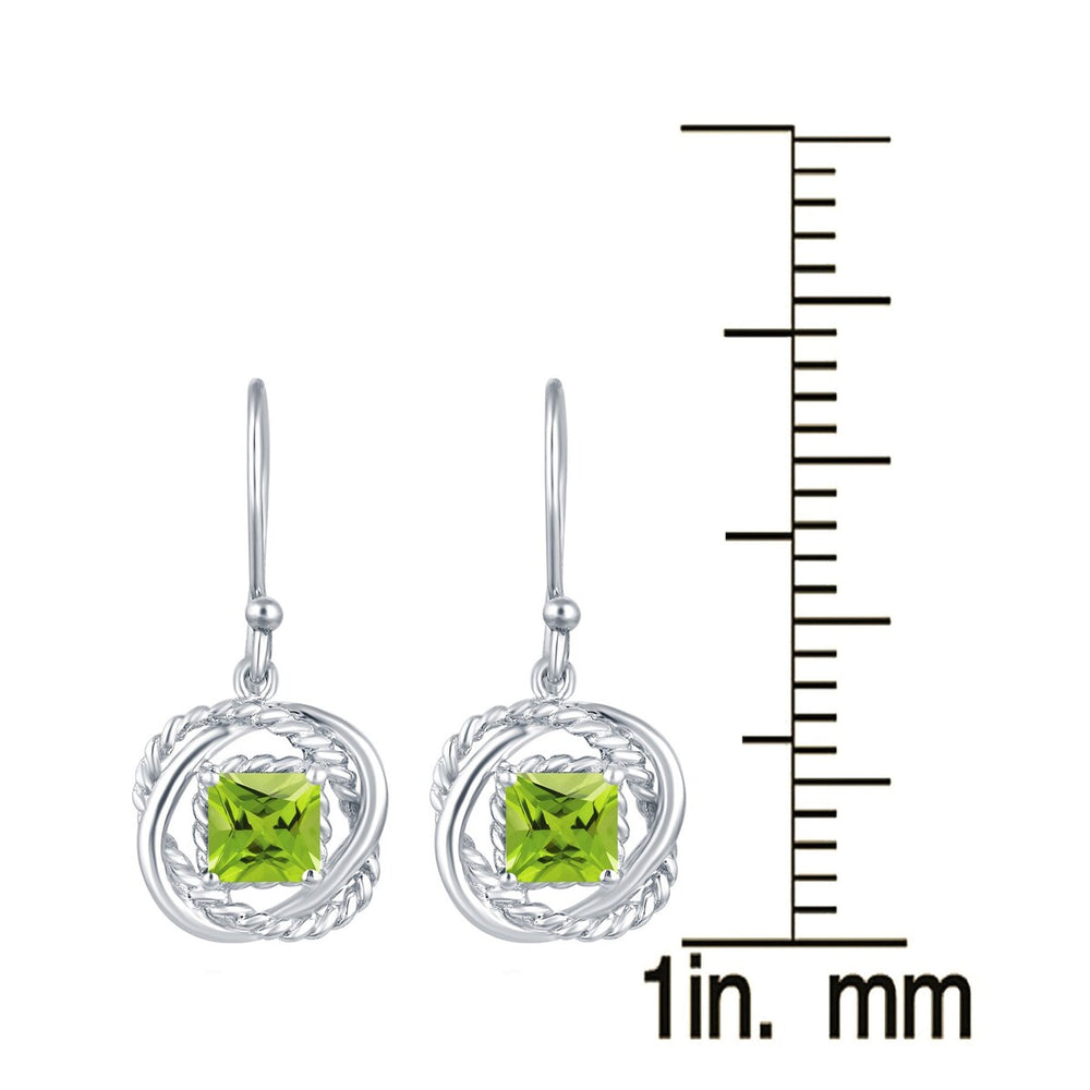 Twisted Wire Earrings in Sterling Silver Natural Peridot 2.20Ct