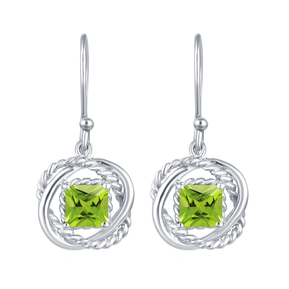 Twisted Wire Earrings in Sterling Silver Natural Peridot 2.20Ct