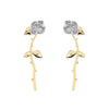 Two Tone Goldtone Silvertone Rose Flower Earrings