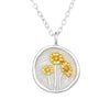 Two-Tone Sterling Silver Floral Pendant Necklace - White