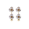 Two-toned Metallic Flower Drop Earrings