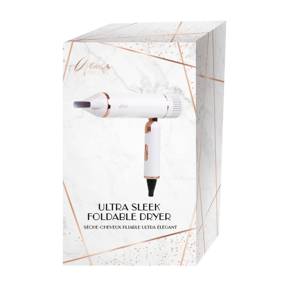 Ultra Sleek Foldable Travel Hair Dryer - Rose Gold/White