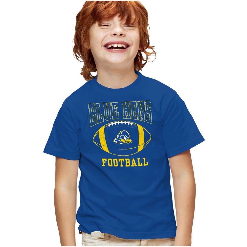 University of Delaware Football Ball Kids T Shirt for Youth Boys and Girls