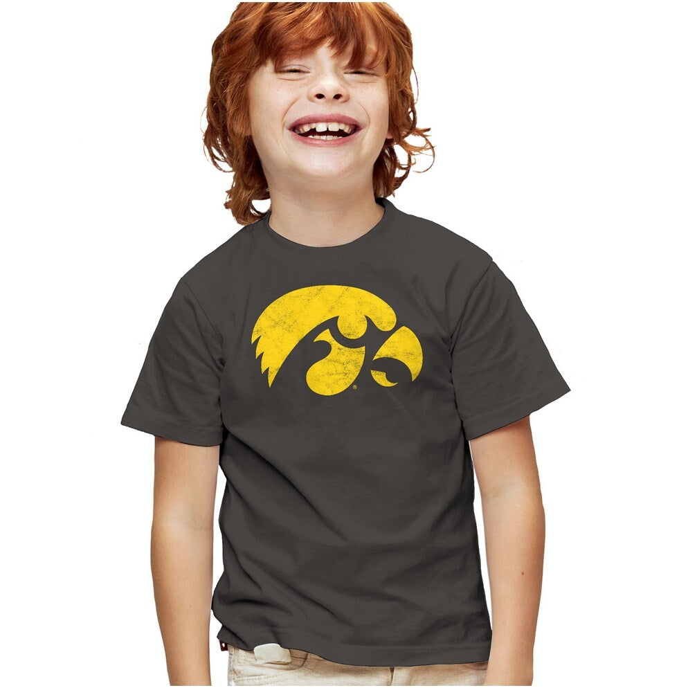 University of Iowa Distressed Primary Kids T Shirt for Youth Boys and Girls