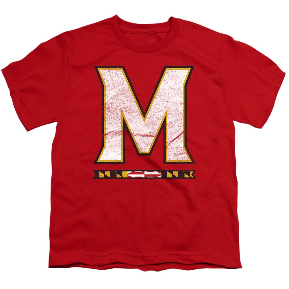 University of Maryland Distressed Primary Kids T Shirt for Youth Boys and Girls