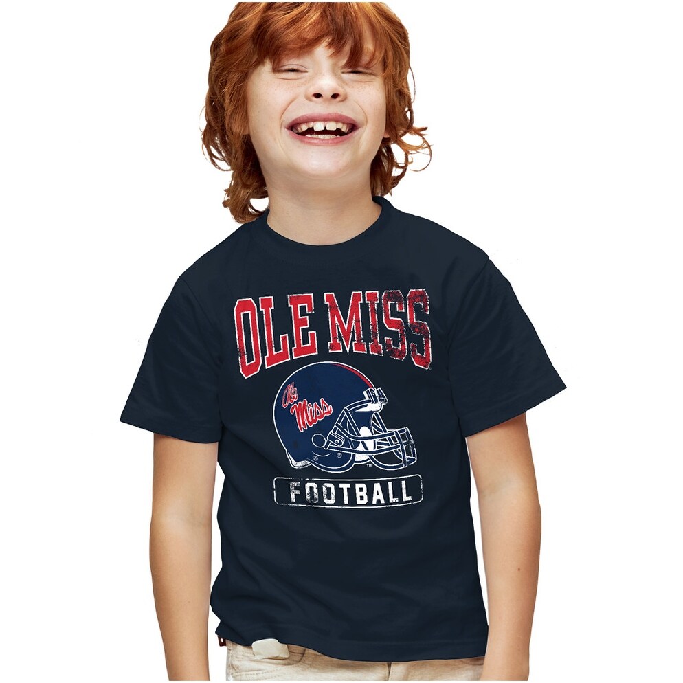 University of Mississippi Football Helmet Kids T Shirt for Youth Boys and Girls