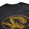 University of Missouri Simple Distressed Logo Unisex Adult Heathered Premium T Shirt