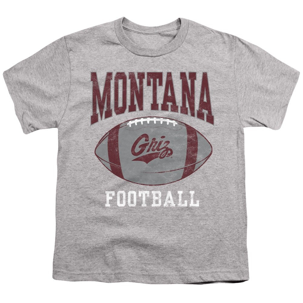 University of Montana Football Ball Kids T Shirt for Youth Boys and Girls