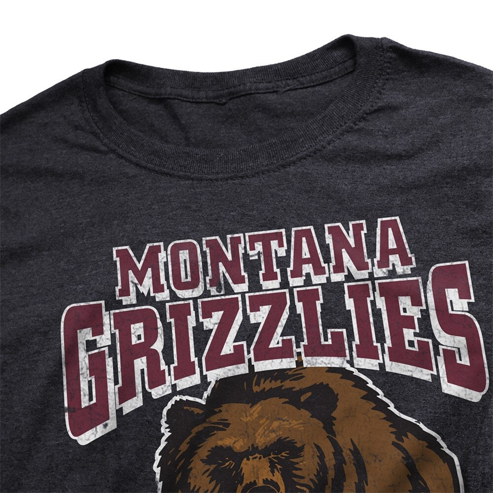 University of Montana Simple Distressed Logo Unisex Adult Heathered Premium T Shirt