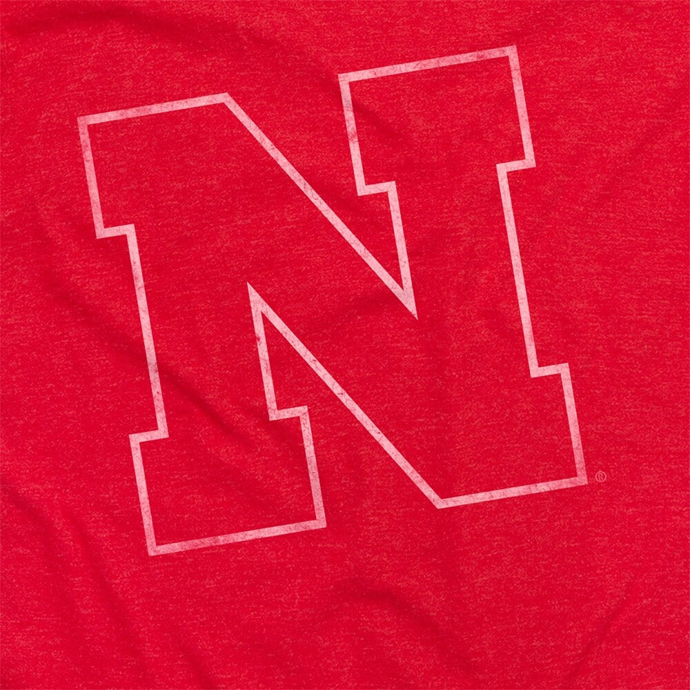 University of Nebraska Simple Distressed Logo Unisex Adult Heathered Premium T Shirt