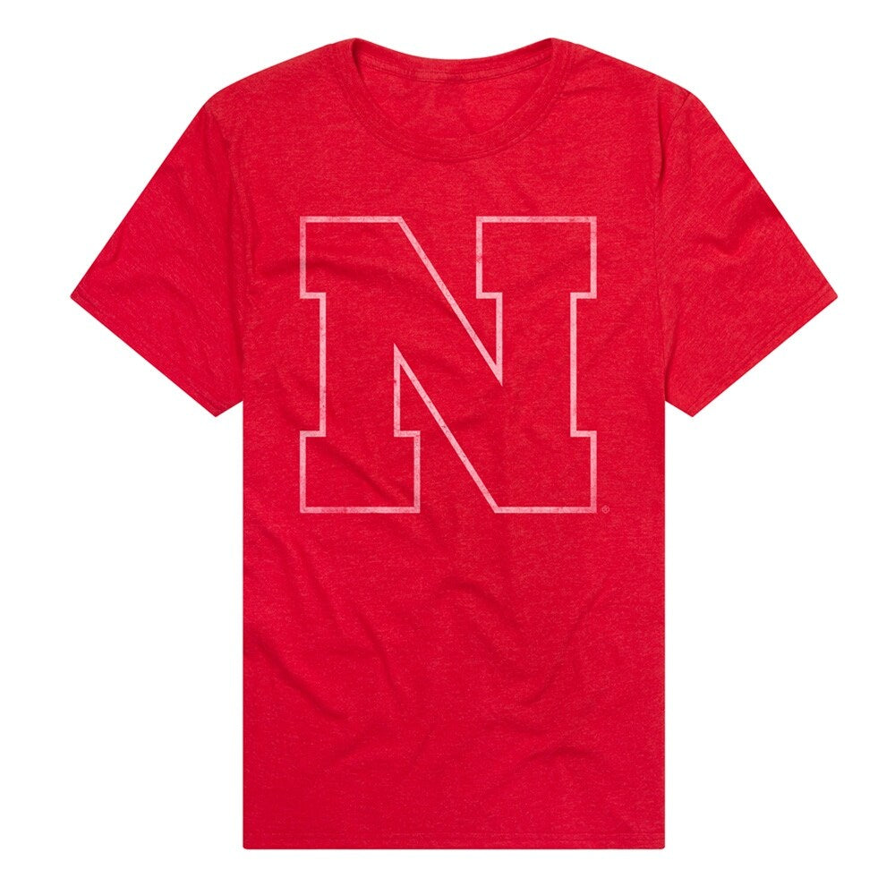 University of Nebraska Simple Distressed Logo Unisex Adult Heathered Premium T Shirt