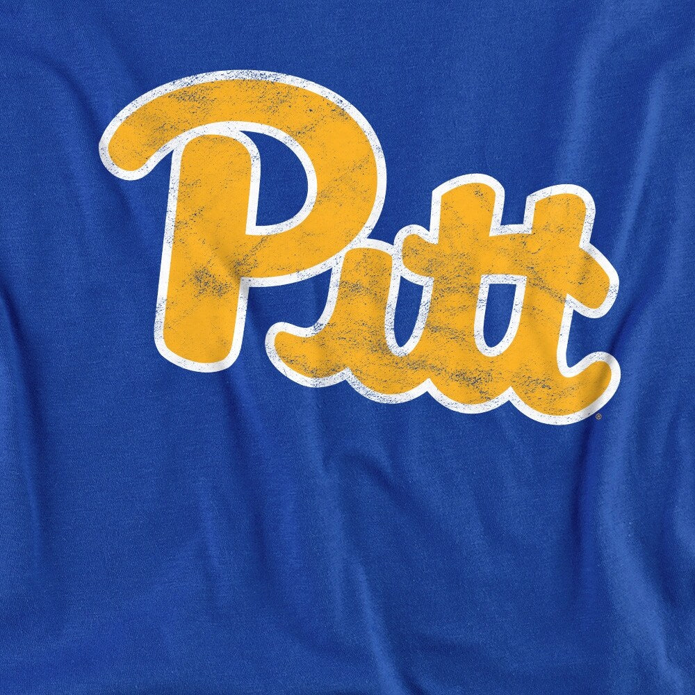 University of Pittsburgh Distressed Primary Logo Kids T Shirt for Youth Boys and Girls