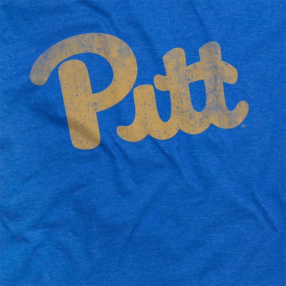 University of Pittsburgh Simple Distressed Logo Unisex Adult Heathered Premium T Shirt