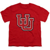 University of Utah Distressed Primary Kids T Shirt for Youth Boys and Girls