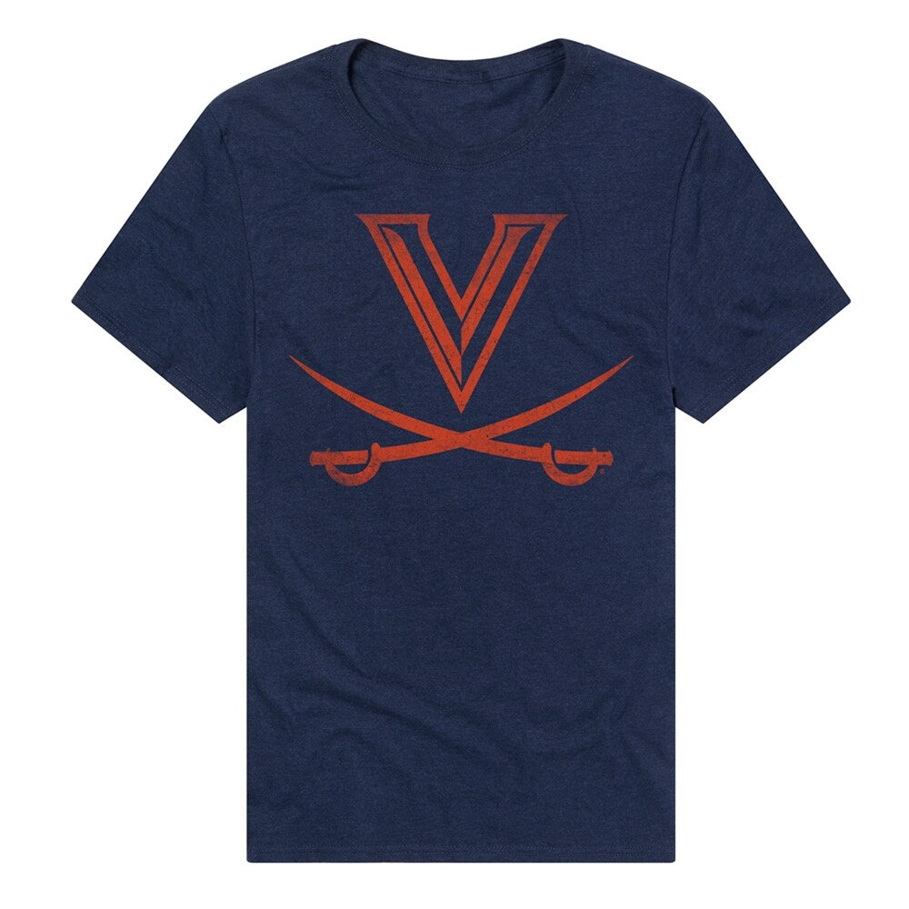 University of Virginia Simple Distressed Logo Unisex Adult Heathered Premium T Shirt