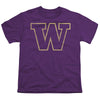 University of Washington Distressed Primary Logo Kids T Shirt for Youth Boys and Girls