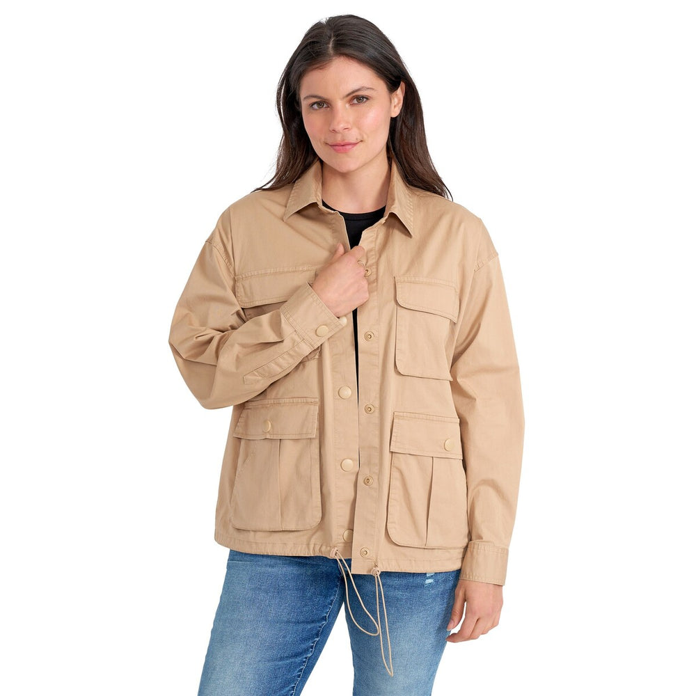 Utility Cargo Shirt Jacket in Khaki