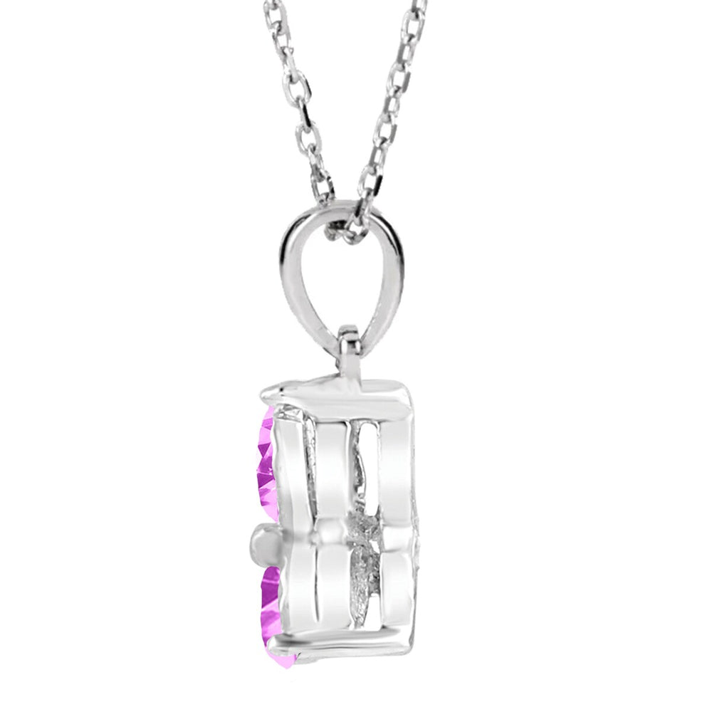 V3 Jewelry Sterling Silver with Pink Sapphire 3- Stone Pendant with 18" Chain