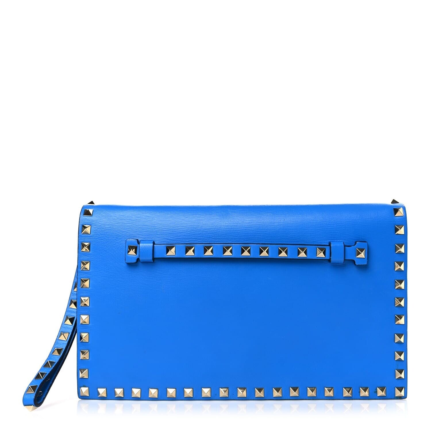 Valentino Garavani Nappa Small Rockstud Wristlet Clutch Blue Fluo Pre