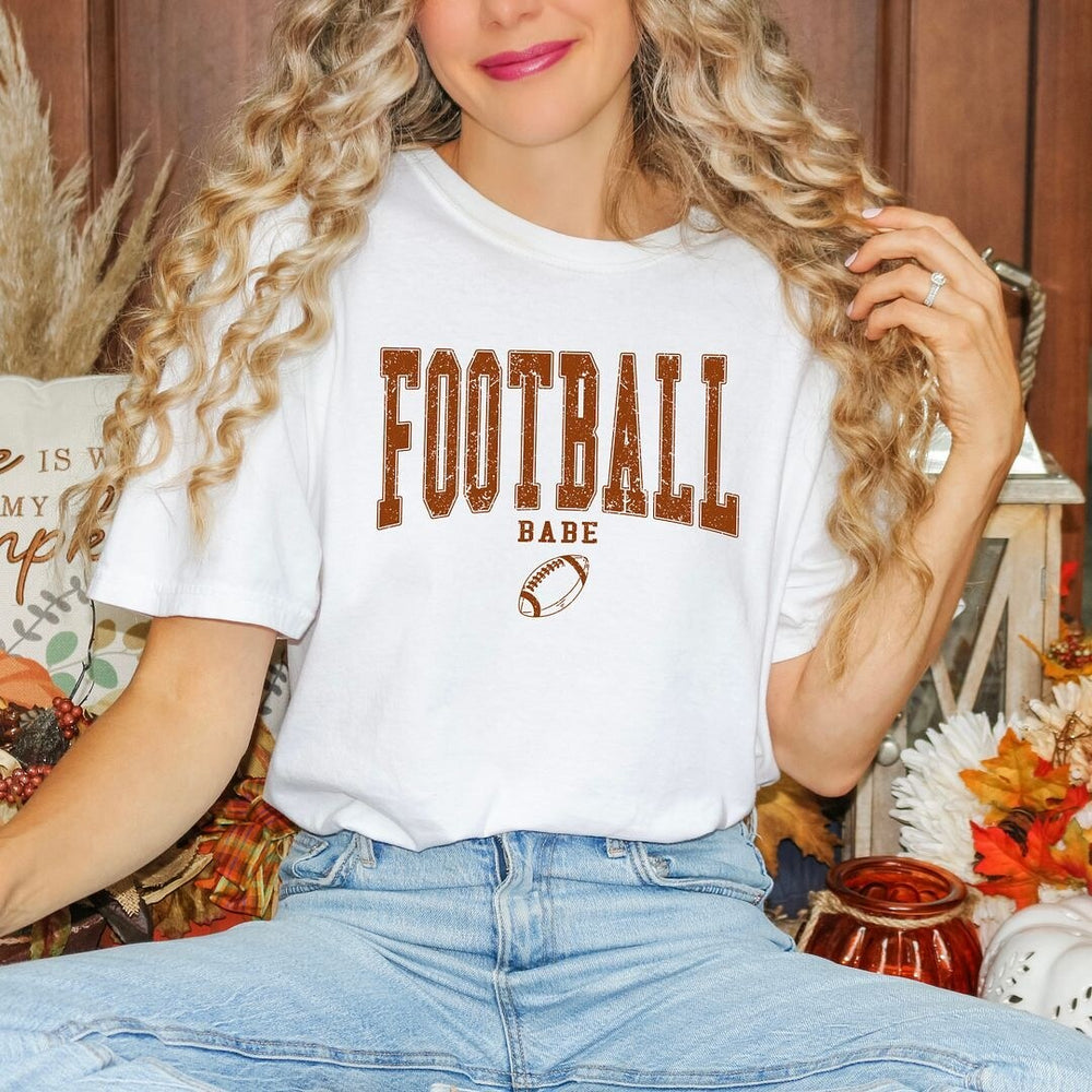 Varsity Football Babe Garment Dyed Tee