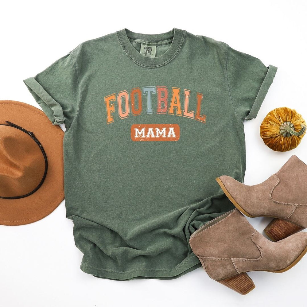 Varsity Football Mama Garment Dyed Tee