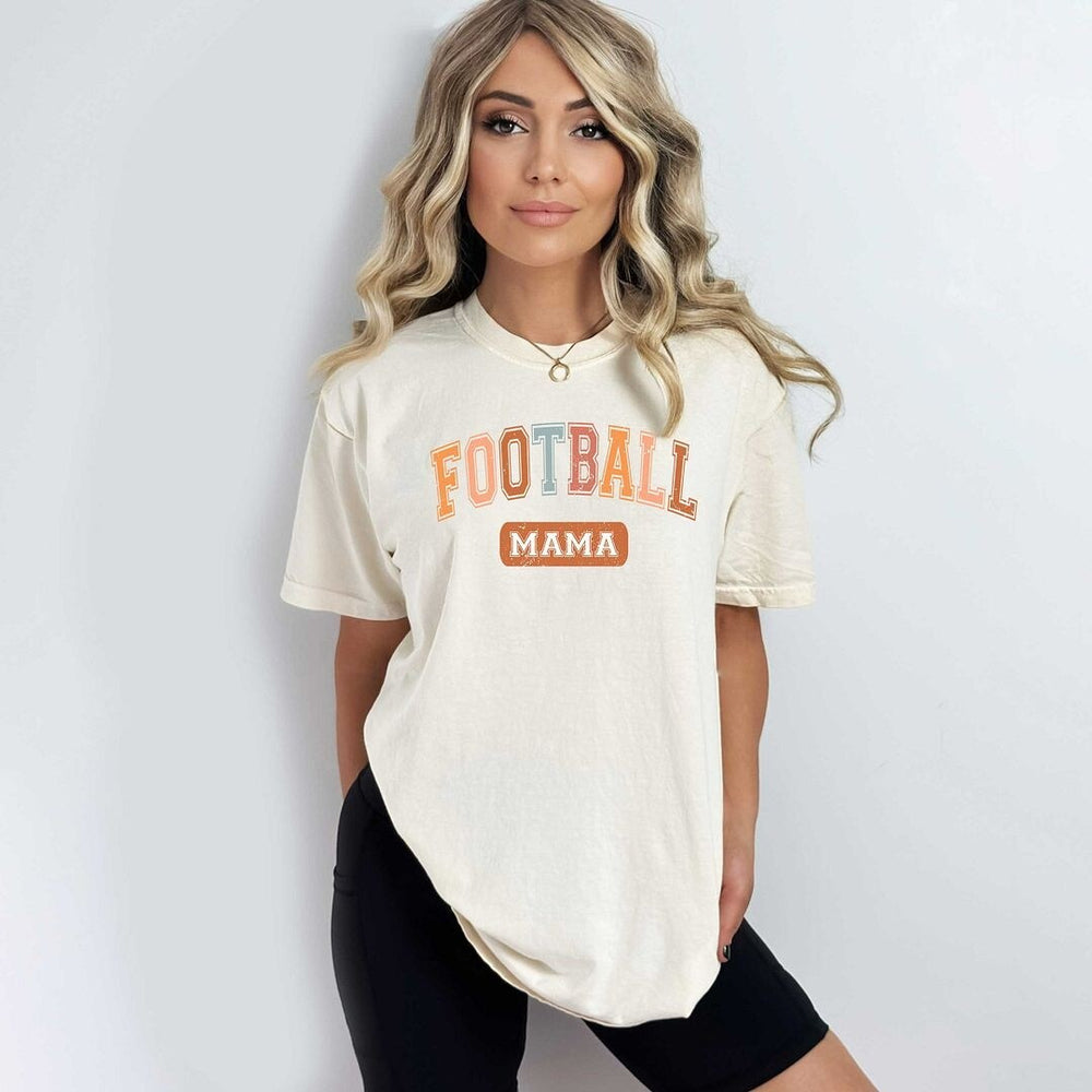 Varsity Football Mama Garment Dyed Tee