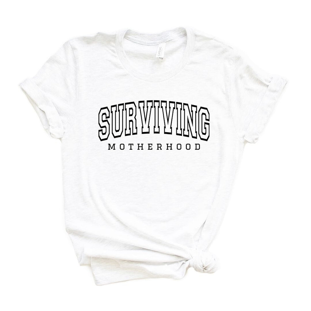 Varsity Surviving Motherhood Short Sleeve Crewnneck Tee