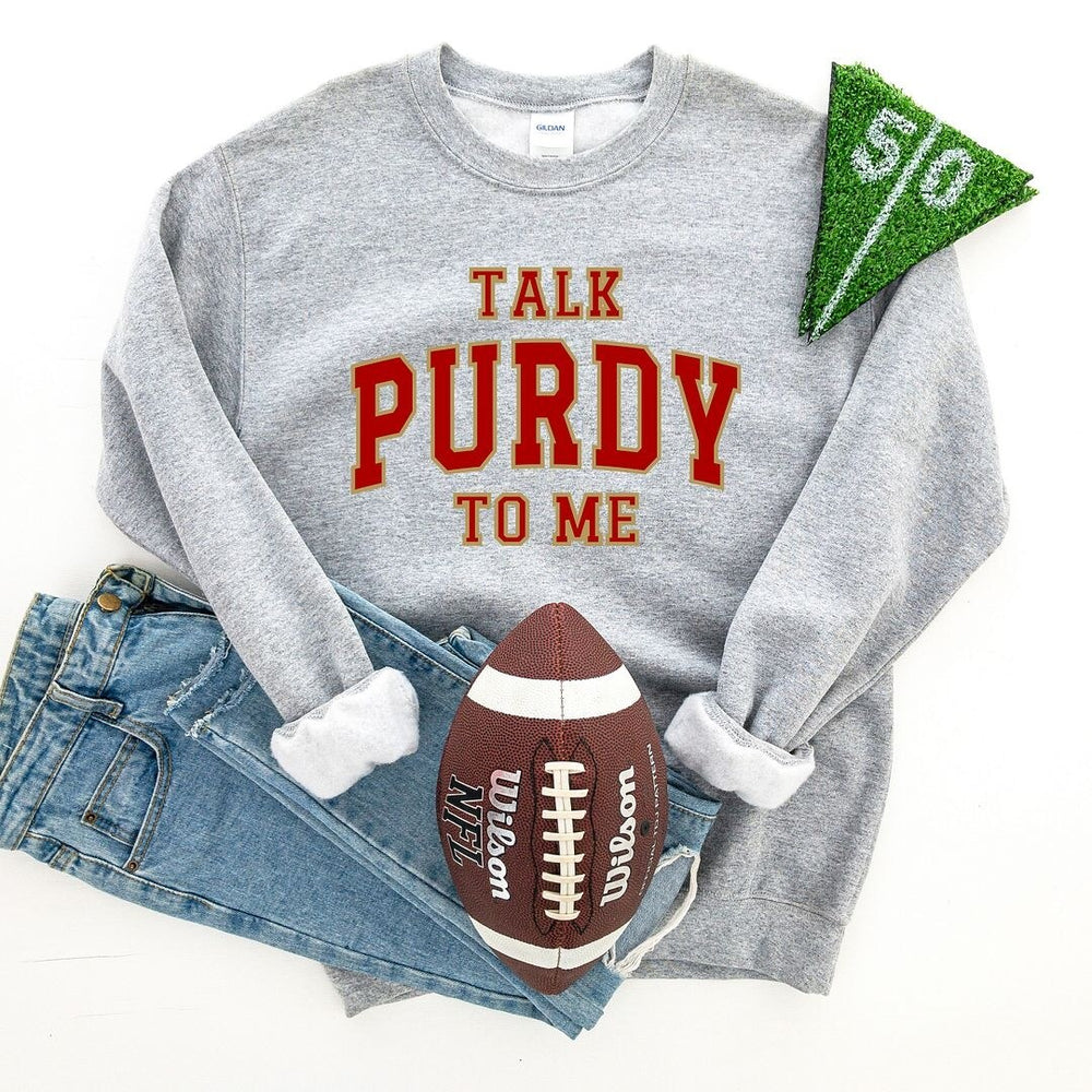 Varsity Talk Purdy To Me Graphic Sweatshirt