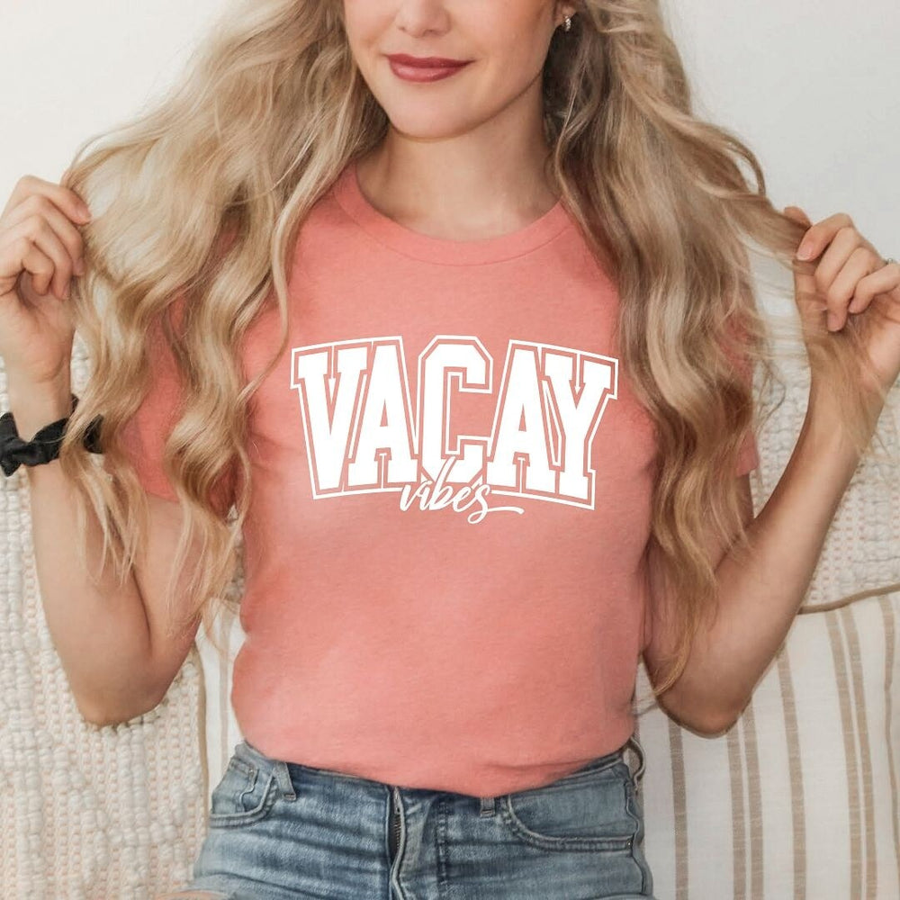 Varsity Vacay Vibes Short Sleeve Crewnneck Tee