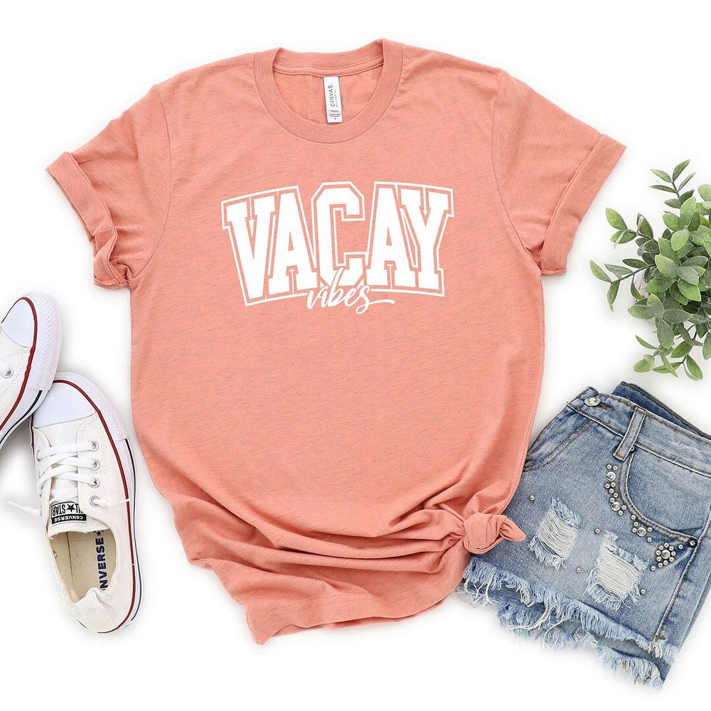 Varsity Vacay Vibes Short Sleeve Crewnneck Tee