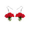 Vase Of Red Roses Drop Earrings