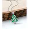 Vera & Co. Stelring Silver Christmas Three Green Enamel and CZ Charm Necklace