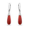 Vera & Co. Stelring Silver Long Red Carnelian TearDrop Leverback Earring