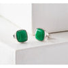 Vera & Co. Stelring Silver Square Button Green Jade Earring