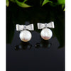 Vera & Co. Sterling Silver Bowtie and Freshwater Pearl Bead Stud Earring - White