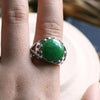 Vera & Co. Sterling Silver Dome Round Green Jade Ring