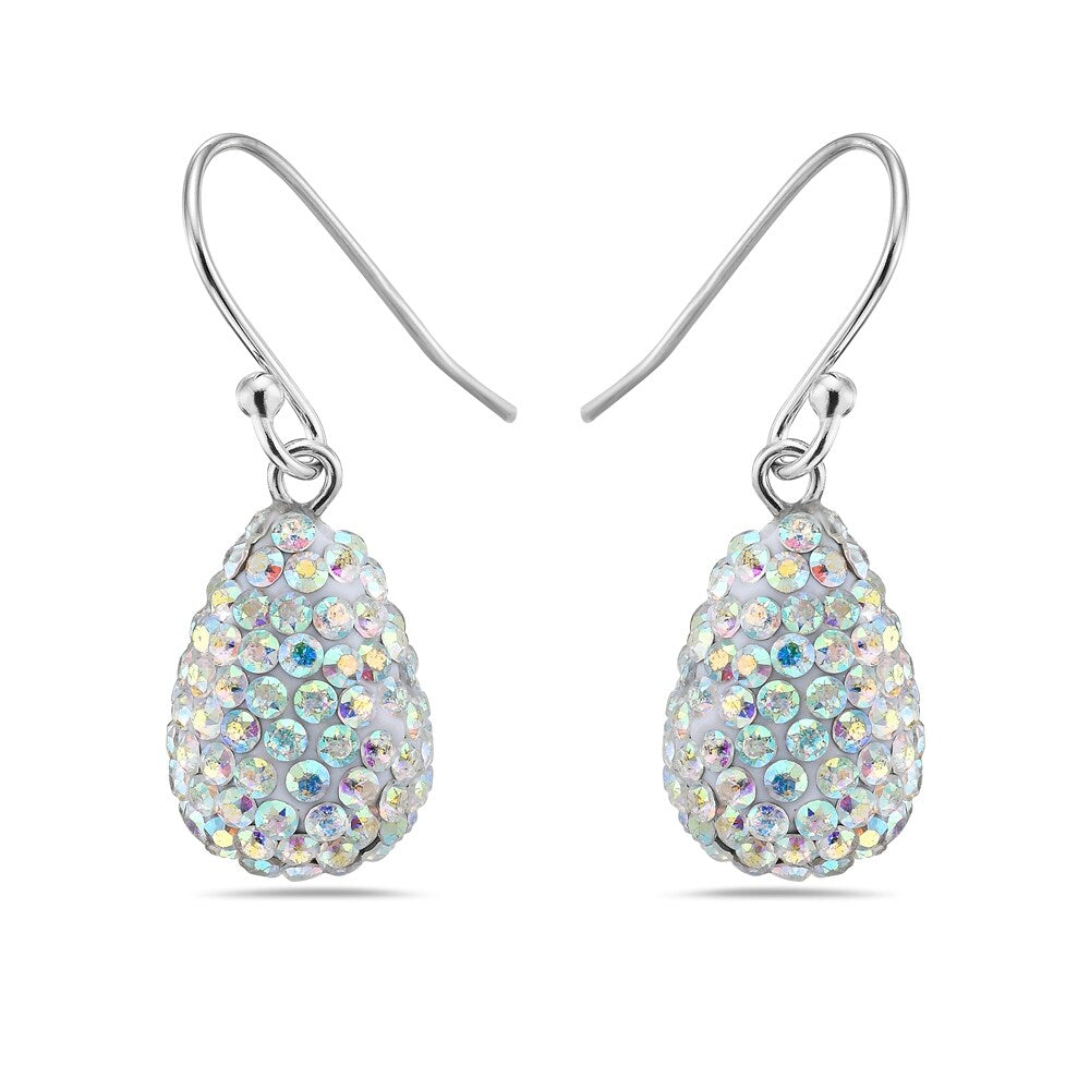 Vera & Co. Sterling Silver Egg Shaped AB Crystal Pave Earring