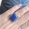 Vera & Co Sterling Silver Genuine Lapis Lazuli Rectangular Ring