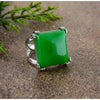 Vera & Co. Sterling Silver Green Jade Square Statement Ring