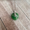 Vera & Co. Sterling Silver Heart Shaped Green Jade Floral Charm Necklace