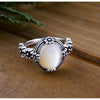 Vera & Co. Sterling Silver Oxidized Oval Mother of Pearl with Flowers Ring