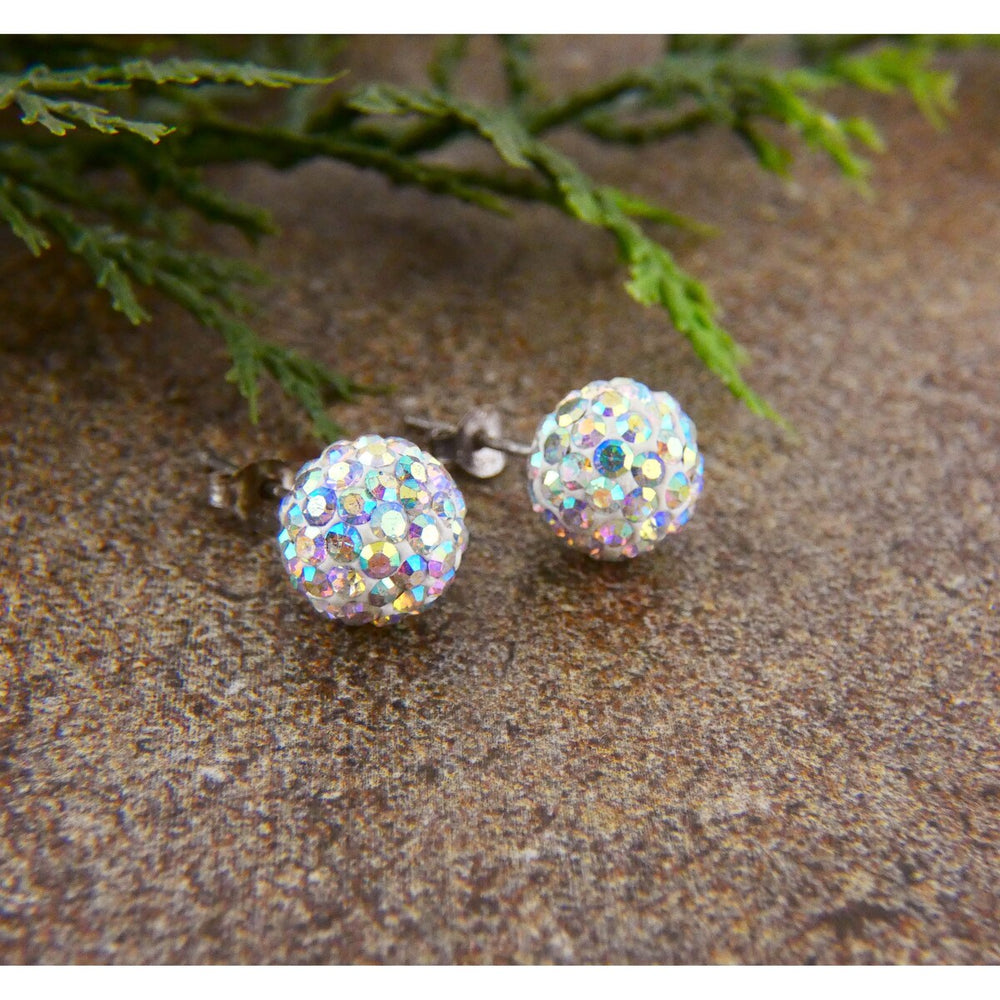 Vera & Co. Sterling Silver Pave AB Crystal Ball Stud Earring