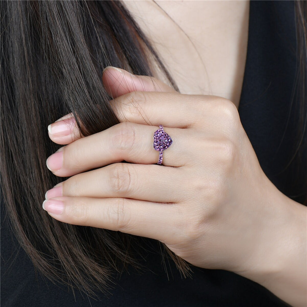 Vera & Co. Sterling Silver Purple Crystals Pave Forever Love Ring