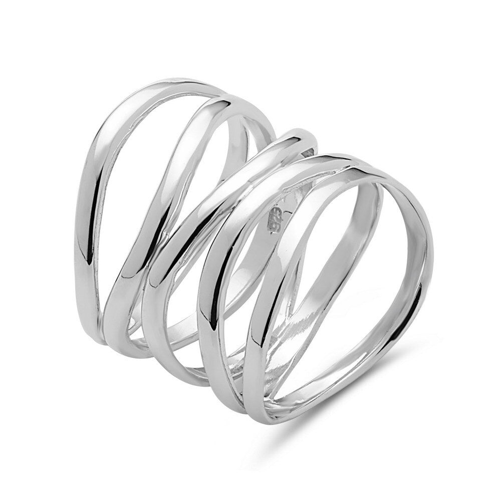 Vera & Co. Sterling silver 5 Lines Wavy Line Ring