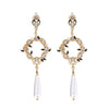 Vintage Black White Imitation Pearl Drop Earrings