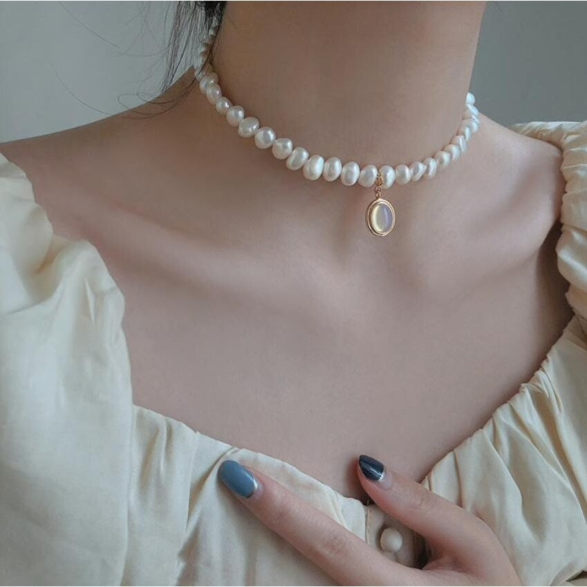 Vintage Freshwater Pearl Choker Necklace - White