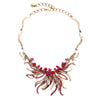 Vintage Red Pink Crystal Statement Necklace - White