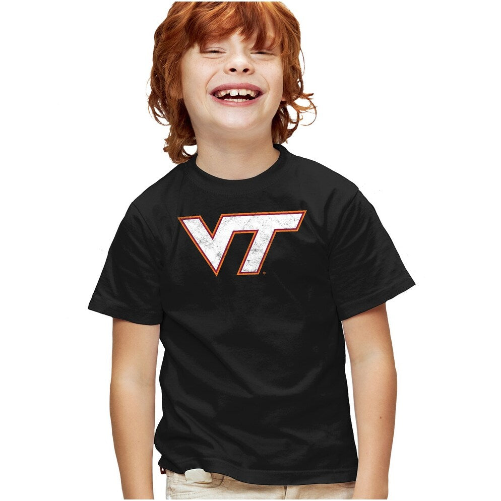 Virginia Tech Distressed Primary Kids T Shirt for Youth Boys and Girls