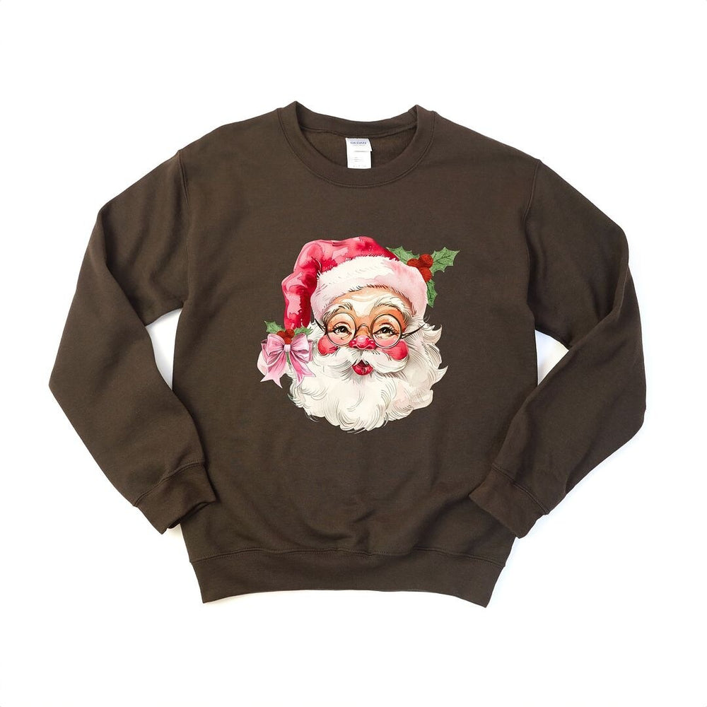 Watercolor Santa Face Graphic Sweatshirt